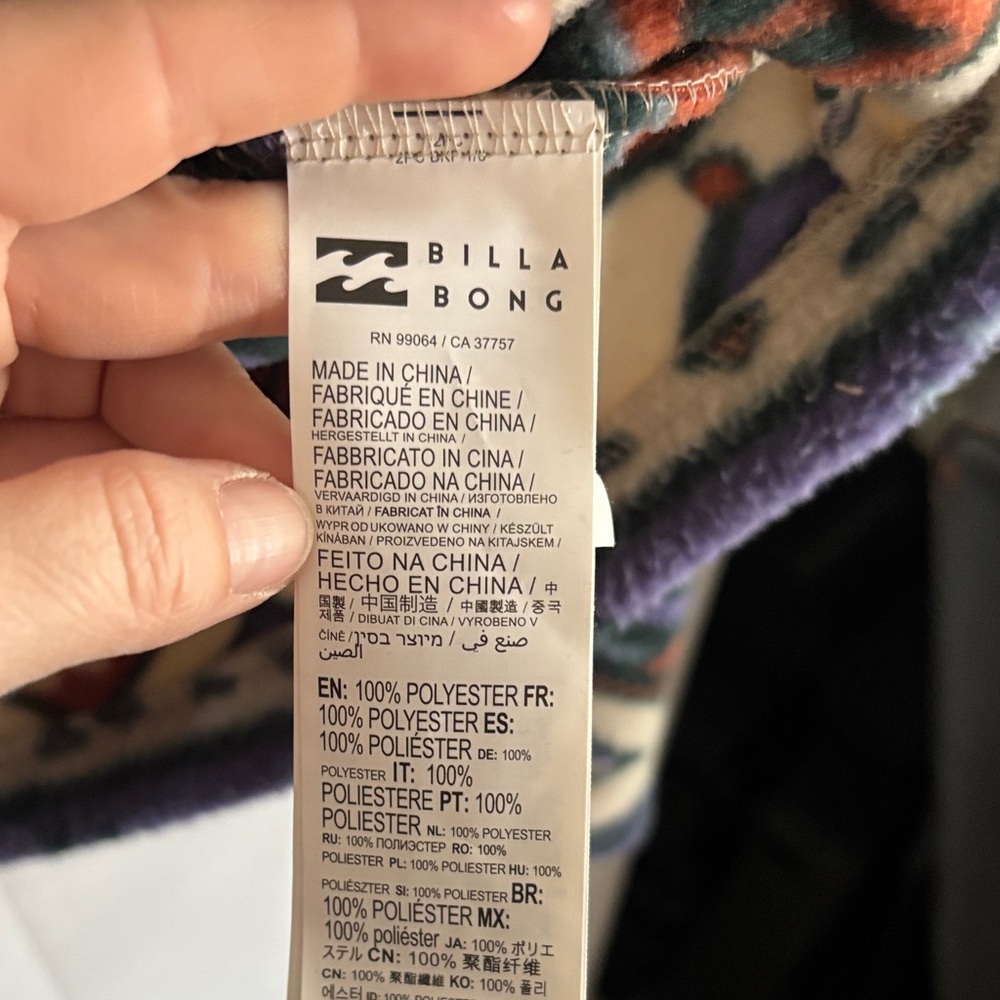 Billabong Multicolor Patterned Zip Up Sweater - image 8